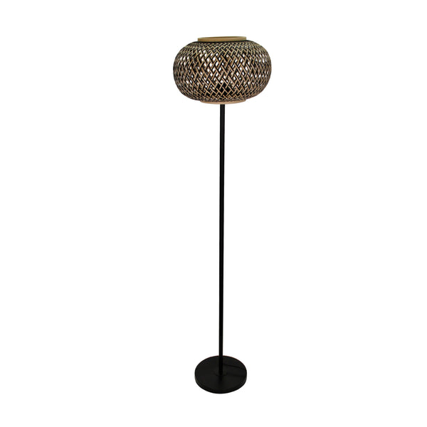 Beige-schwarzer Bambus Lampenschirm der Various Weaving Stehlampe