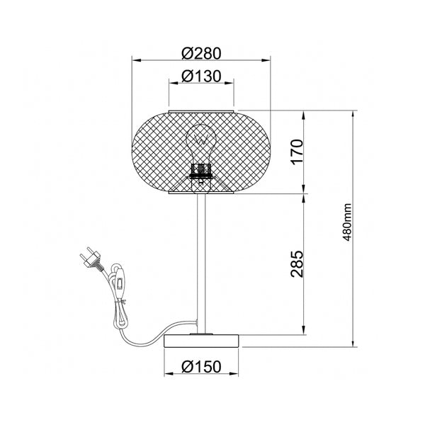 Moderne und natürliche Tischlampe – Bambus mit schwarzem Metallfuß