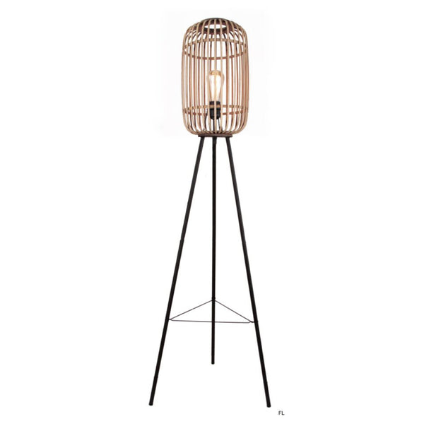 Various Woven Stehleuchte mit Rattan-Schirm in Natur/Beige – 130 cm hoch