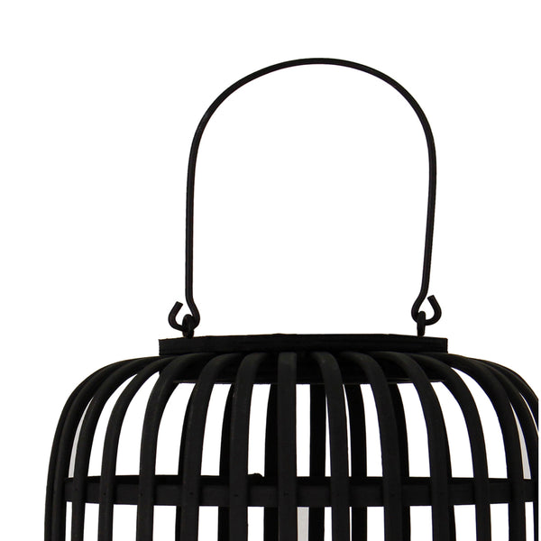 Laternenstil Tischlampe aus Bambus in Schwarz Ø22 cm