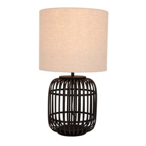 Various Woven Tischlampe aus schwarzem Bambus Ø24 cm