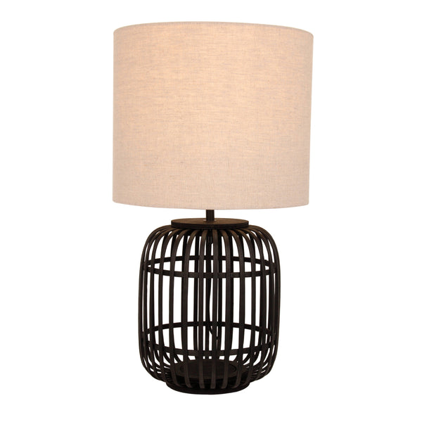 Various Woven Tischlampe aus schwarzem Bambus Ø24 cm