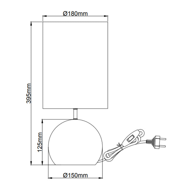 Moderne Porto Lampe mit runder Basis – Erhältlich in Schwarz oder Taupe, ideal für jedes Interieur.