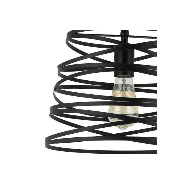 Detailansicht der schwarzen Pendelleuchte Asti mit modernem Design. Perfekt für eine stylishe Beleuchtung über dem Esstisch.