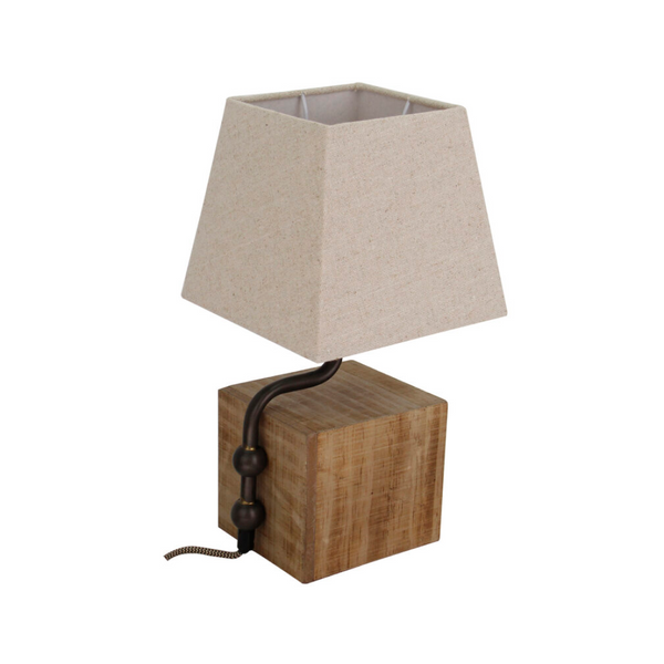 Various Nachttischlampe aus Holz mit E27 Fassung - Tischlampe Vintage mit natürlichem Look und Aufbewahrungsmöglichkeit