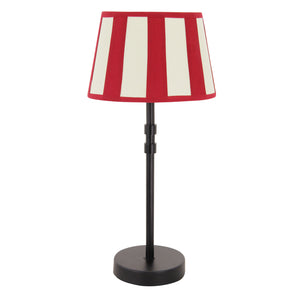 Der moderne ovalen Lampenschirm in Rot und Creme bringt lebendige Farben in jeden Raum. Perfekt für stimmungsvolle Akzente.