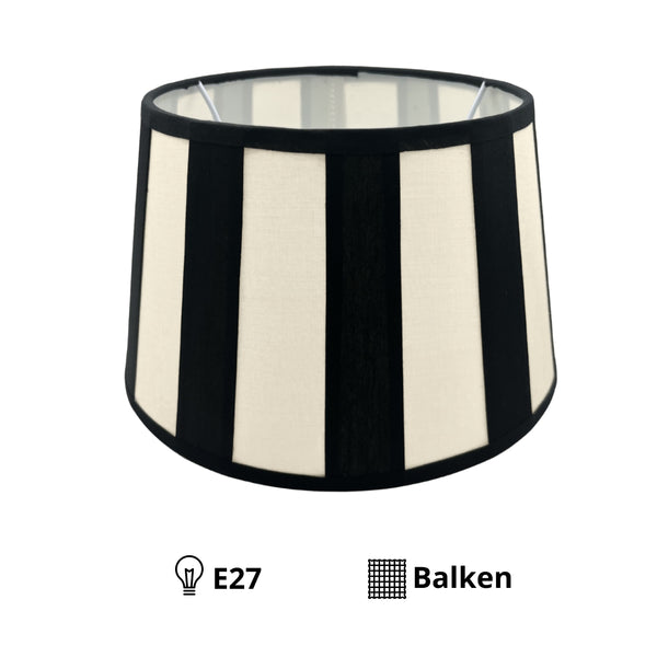 Detailansicht des schwarzen Lampenschirms Drum mit elegantem Design. Perfekt für stimmungsvolles Licht im Wohnbereich.