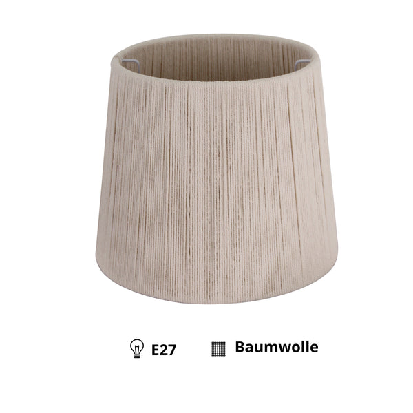 Beiger Lampenschirm aus Baumwolle mit modernem Design. Verleiht jedem Raum eine sanfte, einladende Atmosphäre.