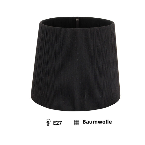 Schwarzer Lampenschirm aus Baumwolle mit modernem Design. Ideal für kreative Lichtakzente in verschiedenen Wohnräumen.