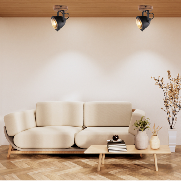 Industrielle schwarze Deckenleuchte Bella mit modernem Touch. Sie verleiht jedem Raum eine coole, zeitgemäße Atmosphäre.