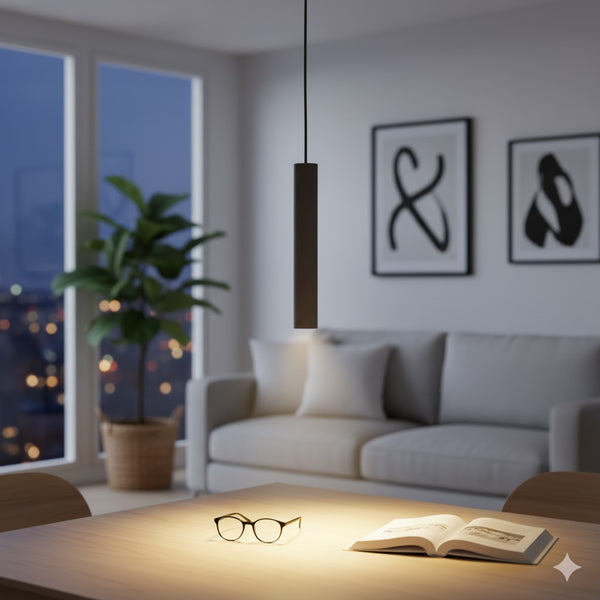 Die graue Pendelleuchte Tubo im industriellen Design setzt moderne Akzente in deinem Wohnraum.