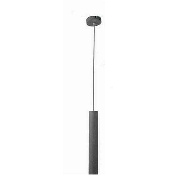 Detailaufnahme der grauen Tubo Pendelleuchte in Betonoptik. Ideal für moderne, industrielle Wohnkonzepte.