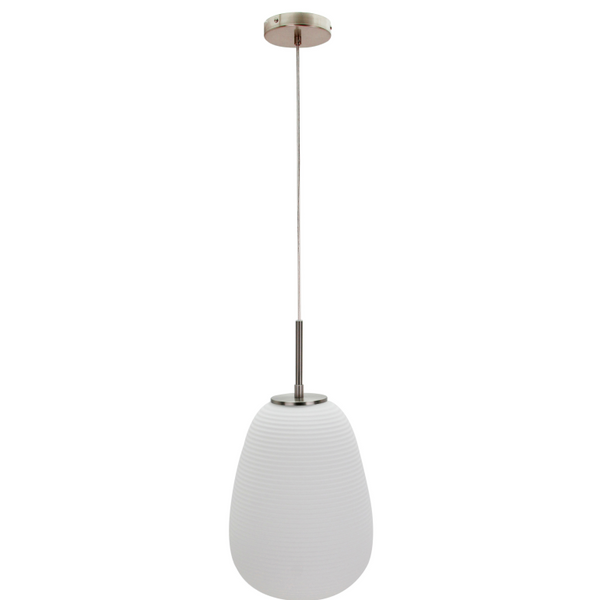 Die weiße Costola Pendelleuchte besticht durch ihr modernes Design.