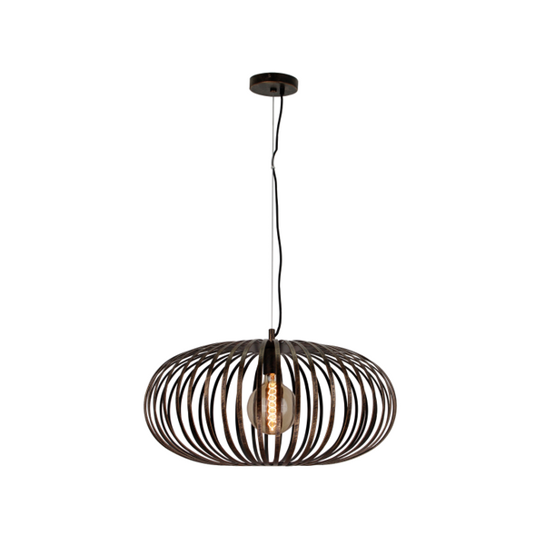Die bronze Pendelleuchte Curvato bringt industriellen Charme in jeden Raum.