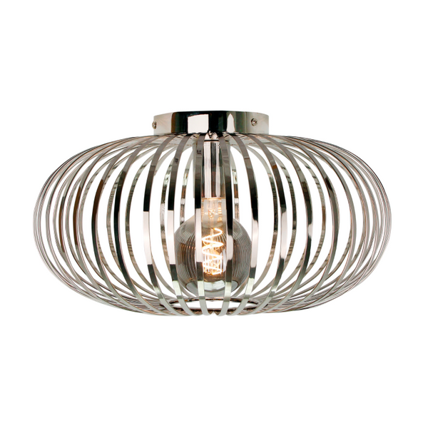 Moderne Deckenleuchte Curvato in Silber mit 40 cm Durchmesser. Sie bietet ein harmonisches Licht für stilvolle Räume.