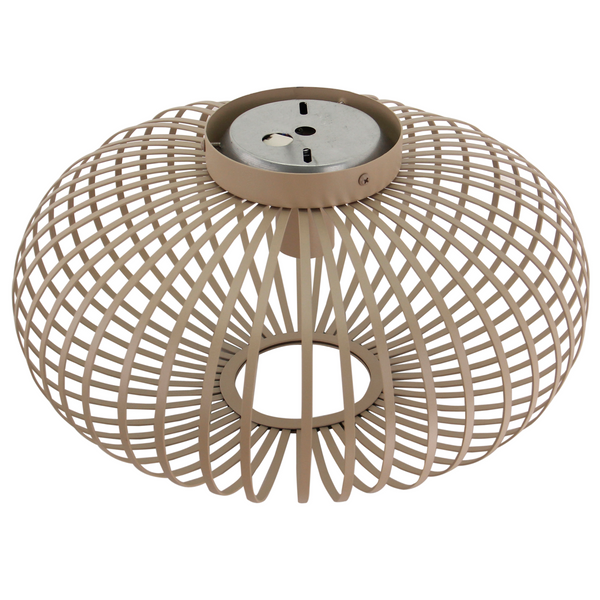 Die sandfarbene Deckenleuchte Curvato vereint minimalistisches Design im Japandi-Stil.
