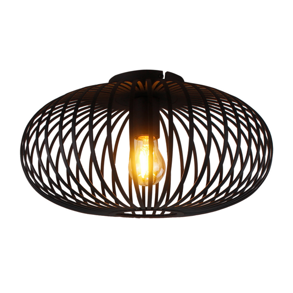 Schlichte schwarze Deckenleuchte Curvato mit modernem Industriecharme. Ideal für spannende Lichtakzente in jedem Raum.
