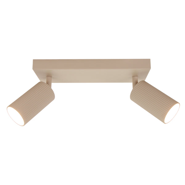 Die sandfarbene Deckenleuchte Rigo vereint modernes Design mit warmem Licht. Ideal für gemütliche Wohnräume.