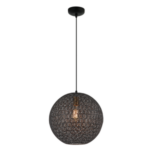Schwarze Pendelleuchte Rolo mit einem Durchmesser von 40 cm. Perfekt für moderne Innenräume, die Eleganz ausstrahlen.