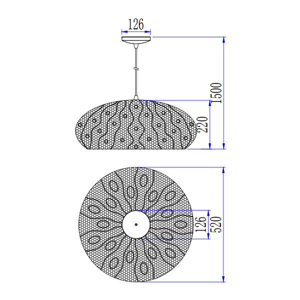 Detailaufnahme der schwarzen Pendelleuchte Rolo mit modernem Design. Ideal für eindrucksvolle Beleuchtung über Esstischen.