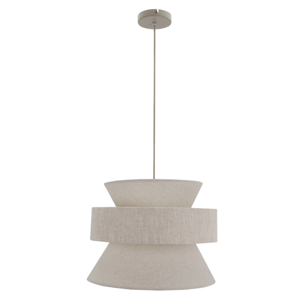 Die beige Pendelleuchte Scarlisa vereint Japandi-Stil mit minimalistischem Charme. Ideal für gemütliche Essbereiche.