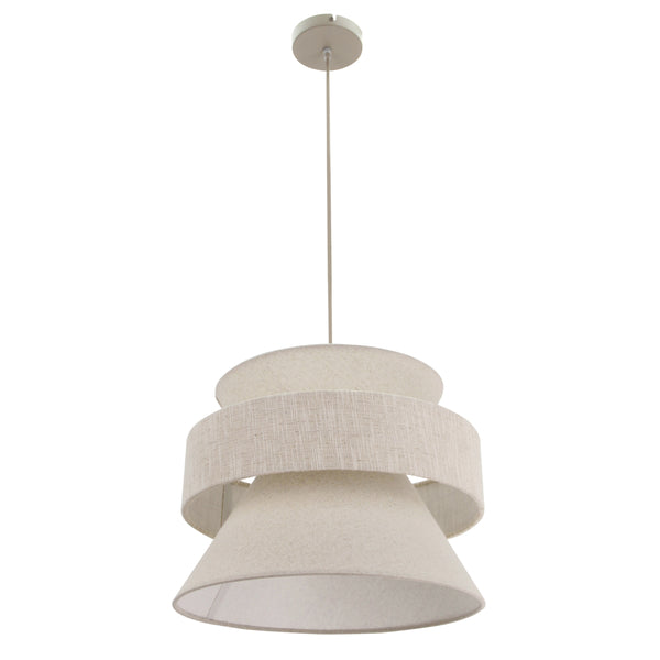 Die beige Pendelleuchte Scarlisa vereint Japandi-Design mit schlichter Eleganz. Ideal für gemütliche Essbereiche.