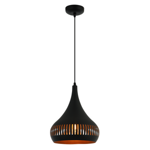 Schlichte schwarze Pendelleuchte Strisce aus Metall verleiht jedem Raum einen industriellen Charme.
