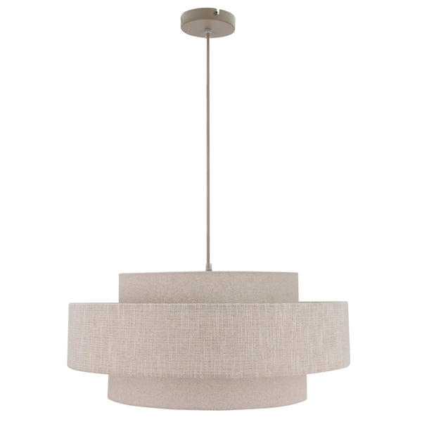 Die beige Trilo Pendelleuchte vereint japandisches Design und schlichte Eleganz.