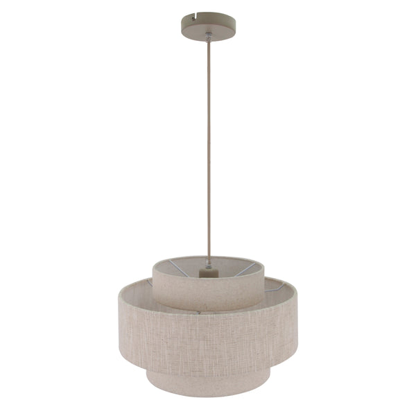 Die beige Pendelleuchte Trilo vereint Japandi-Stil mit gemütlicher Eleganz. Perfekt für stimmungsvolles Licht im Wohnraum.