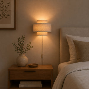 Die beige Trilo Wandleuchte vereint Japandi-Charme und natürliche Materialien. Sie bringt Wärme in jeden Raum.