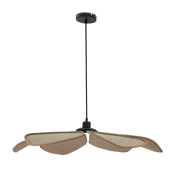 Detailaufnahme der natürlichen Pendelleuchte Schmetterling mit bohemian Charme.