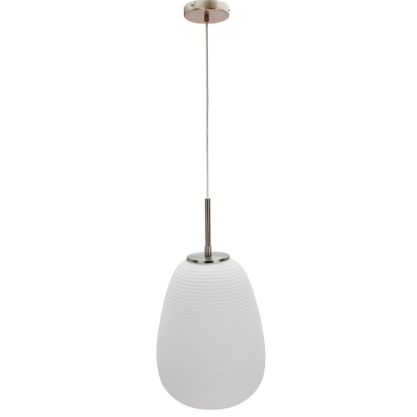Die filigrane weiße Pendelleuchte Costola begeistert mit ihrem modernen Design.