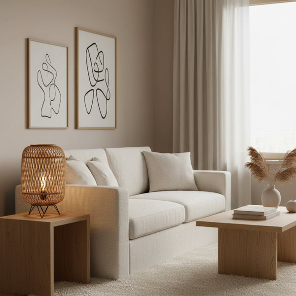 Die beige Cross Tischleuchte verleiht jedem Raum einen ländlichen Charme. Ideal für gemütliche Abende am Tisch.