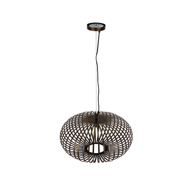 Detailaufnahme der bronzen Pendelleuchte Curvato mit industriellem Charme. Sie verleiht jedem Raum eine warme Atmosphäre.