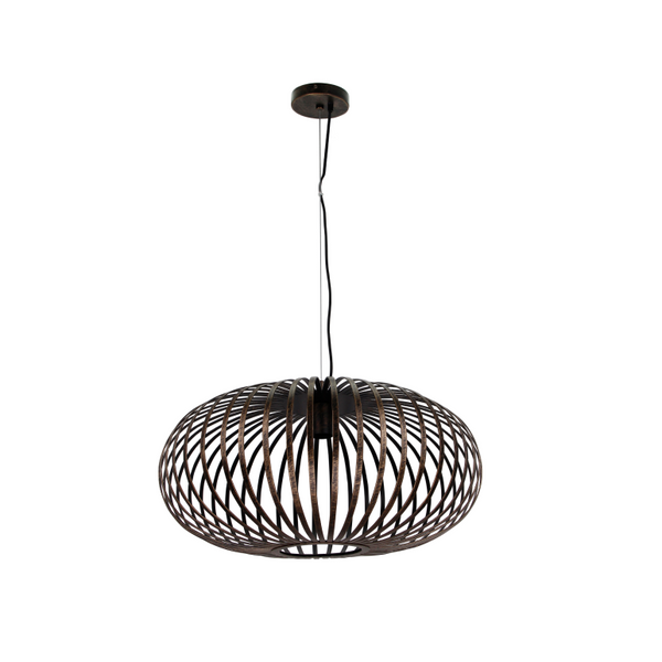 Detailaufnahme der bronzen Pendelleuchte Curvato mit industriellem Charme. Ideal für moderne Küchen oder Wohnzimmer.
