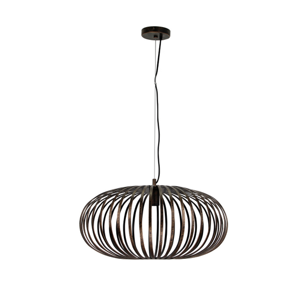 Detailansicht der bronze Pendelleuchte Curvato mit industriellem Flair.