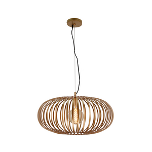 Die goldene Pendelleuchte Curvato begeistert mit ihrem industriellen Charme.