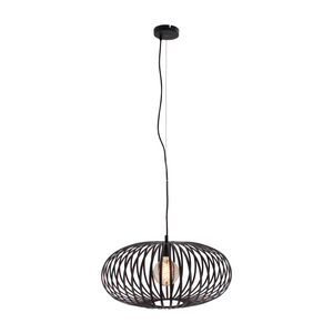 Die schwarze Pendelleuchte Curvato beeindruckt mit ihrem industriellen Design.