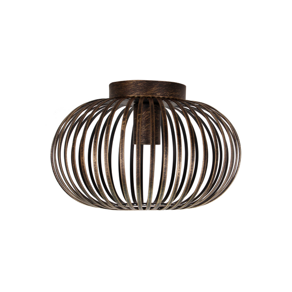 Detailaufnahme der bronzen Deckenleuchte Curvato mit industriellem Flair. Ideal für moderne Wohnräume und kreative Akzente.