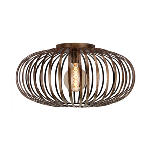 Die bronze Curvato Deckenleuchte beeindruckt mit ihrem industriellen Design. Sie schafft eine warme Atmosphäre in jedem Raum.