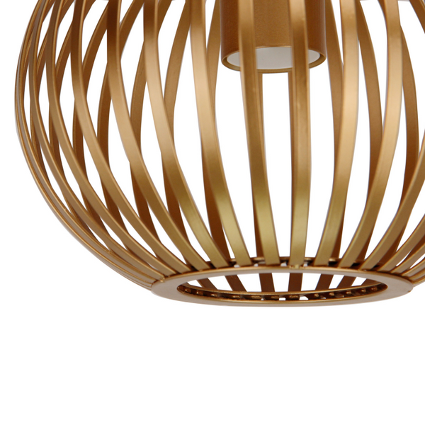 Detailaufnahme der bronze-farbenen Curvato Deckenleuchte. Ihr modernes Design bringt elegantes Licht in jeden Raum.