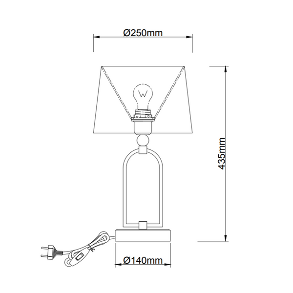 Various Tischlampe Vintage – Tischleuchte mit Holzfuß und Metallbügel, Schirm Stoff Beige, E27, Höhe 45cm – Ohne Leuchtmittel