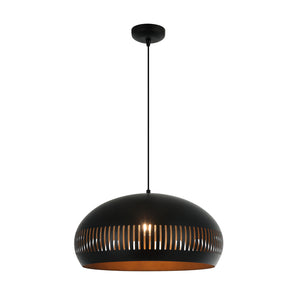 Moderne Pendelleuchte Duomo in Schwarz mit goldenen Akzenten. Sie bringt Eleganz und Wärme in jeden Raum.