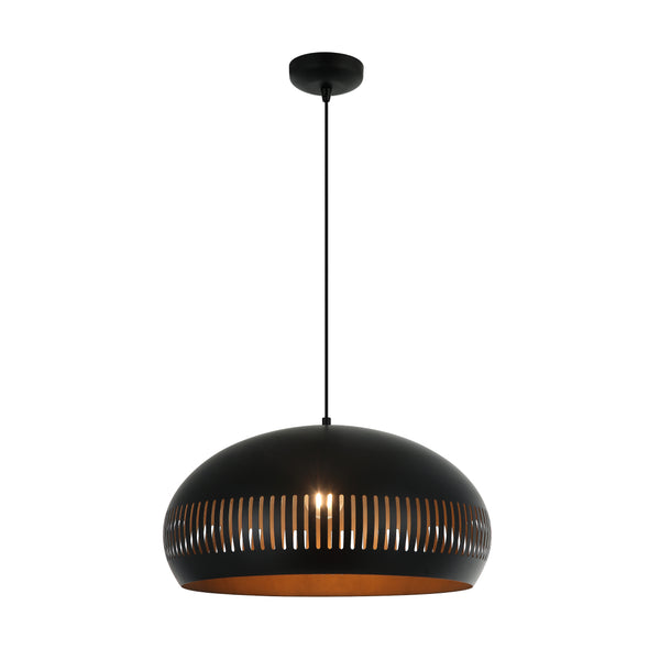 Moderne Pendelleuchte Duomo in Schwarz mit goldenen Akzenten. Sie bringt Eleganz und Wärme in jeden Raum.
