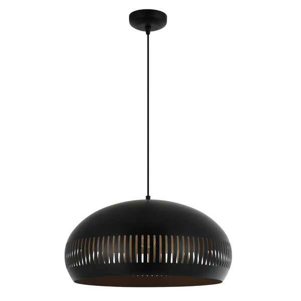 Detailansicht der Duomo Pendelleuchte in Schwarz und Gold. Modernes Design, das edle Akzente in jedem Raum setzt.