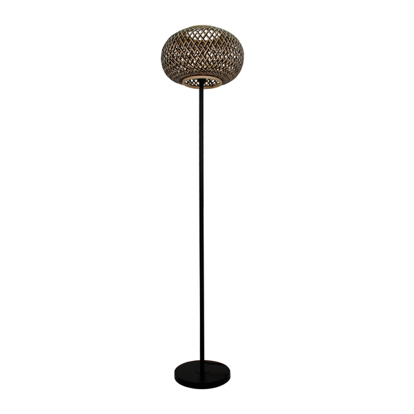 Various Stehlampe Wohnzimmer, 1 Flammig Vintage Design, Metall/Bambus, E27 Fassung, Beige/Schwarz, Durchmesser 38 cm, Dimmbar, Ohne Leuchtmittel