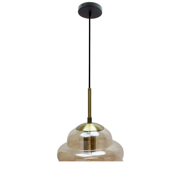 Detailansicht der modernen Pendelleuchte Favo in elegantem Schwarz. Perfekt für atmosphärisches Licht über Esstischen.