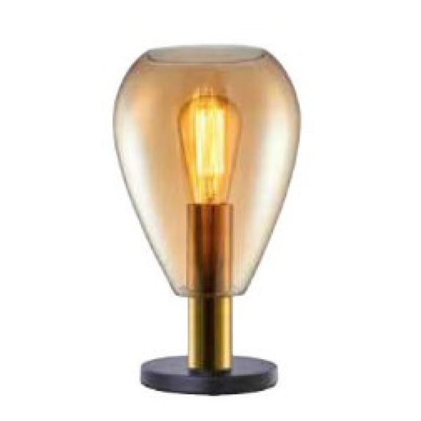 Detailansicht der modernen Tischleuchte Gary in elegantem Gold. Ideal für ein stilvolles Ambiente auf jedem Tisch.