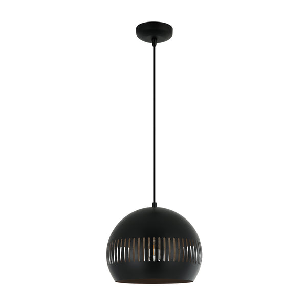 Detailaufnahme der modernen Pendelleuchte Globo in Schwarz. Ihr elegantes Design fügt sich harmonisch in jedes Ambiente ein.