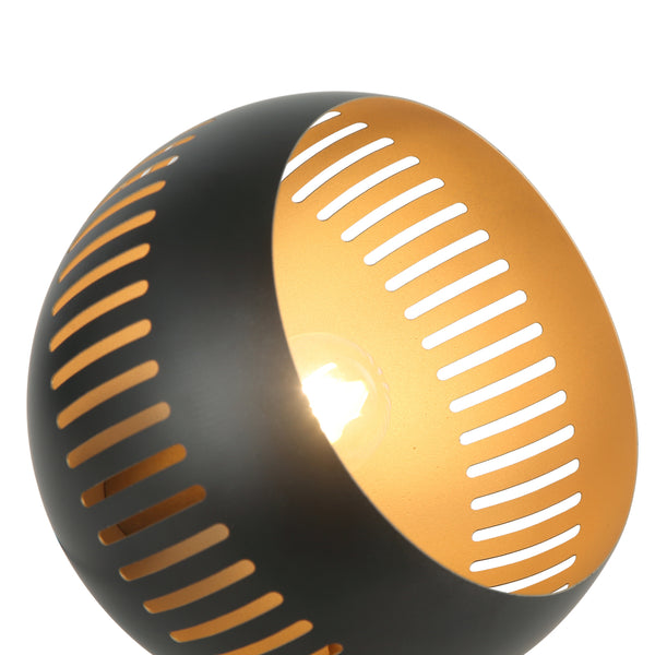 Detailansicht der Globo Tischleuchte in Schwarz mit goldenen Akzenten.